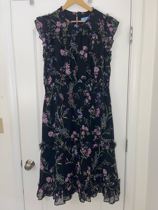 CeCe Dresses & Skirts - CeCe Plus Size Smocked Waist Ruffle  Sleeveless Mock Neck Floral Midi Dress